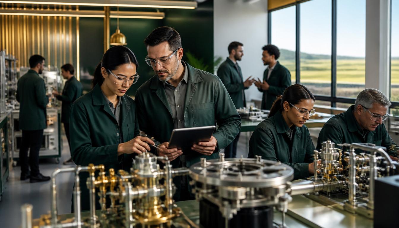Engineering and QA technicians collaborating in a Central Valley facility